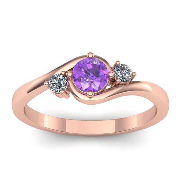 Inel logodna cu ametist rotund