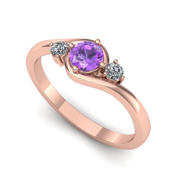 Inel din aur roz cu ametist