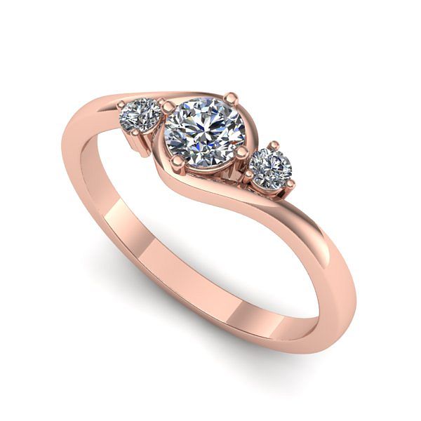 Inel logodna din aur roz cu diamant