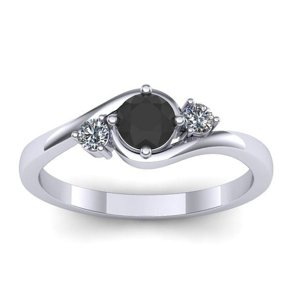 Inel de logodna cu diamant negru rotund