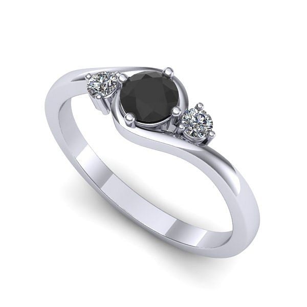 Inel din aur alb cu diamant negru