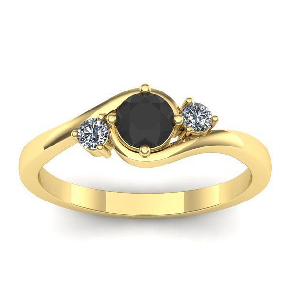 Inel logodna cu diamant negru rotund