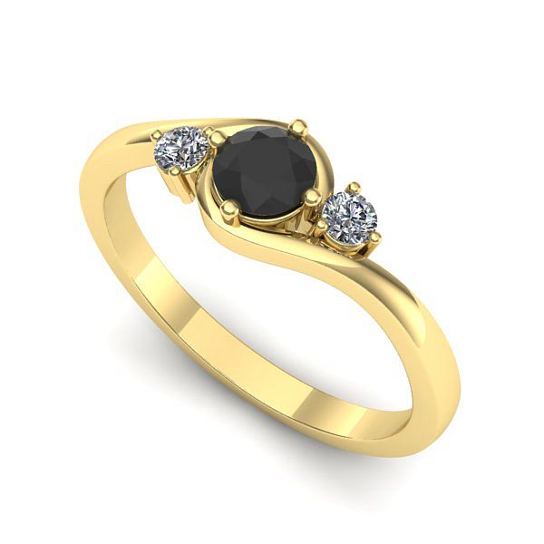 Inel din aur galben cu diamant negru