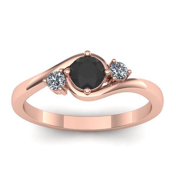 Inel logodna cu diamant negru rotund