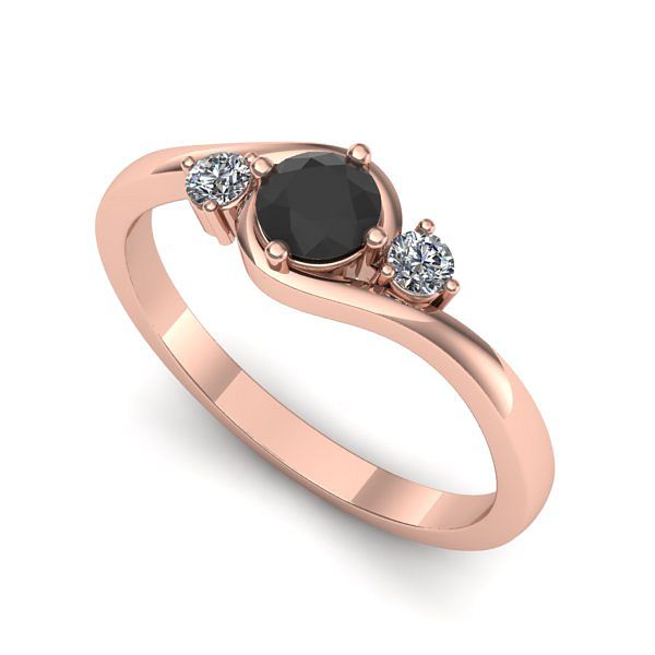 Inel de logodna din aur roz cu diamant negru