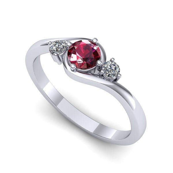 Inel de logodna din aur alb cu rubin
