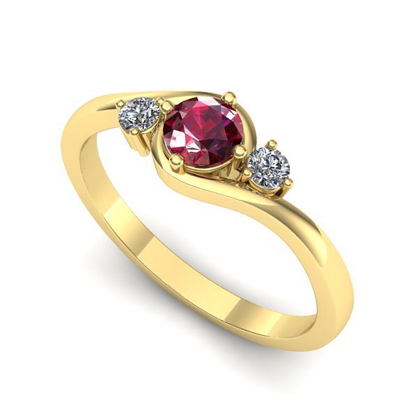 Inel logodna din aur galben cu rubin