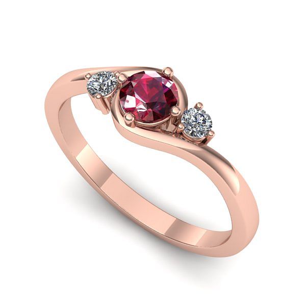 Inel de logodna din aur roz cu rubin