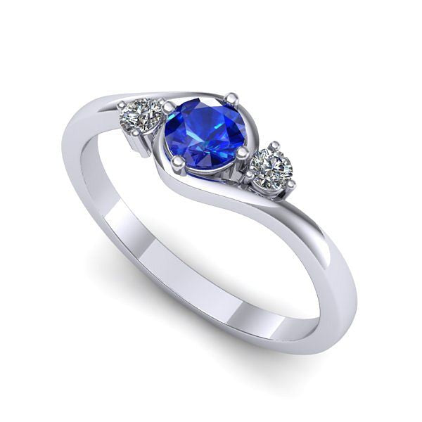 Inel din aur alb cu safir