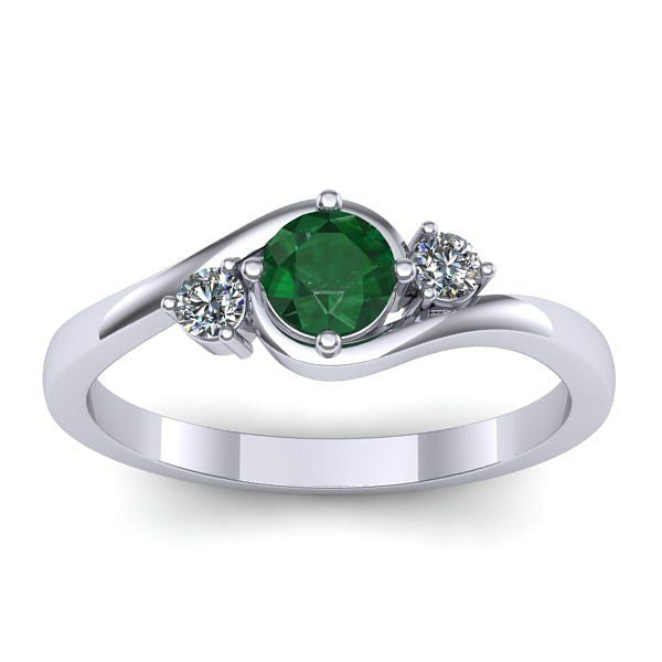 Inel de logodna cu smarald rotund