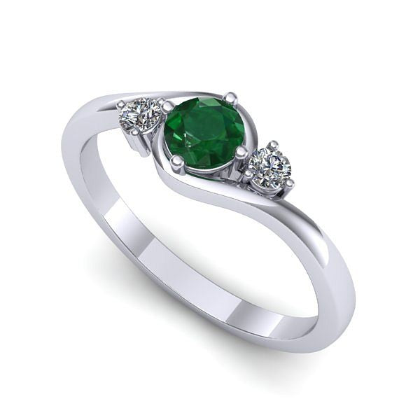 Inel din aur alb cu smarald