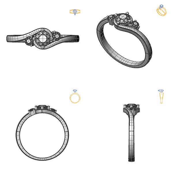 Inel logodna 3stone cu diamant