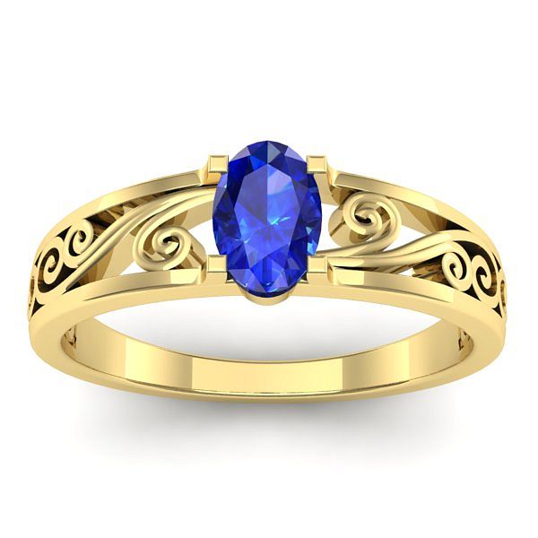 Inel de logodna cu safir oval