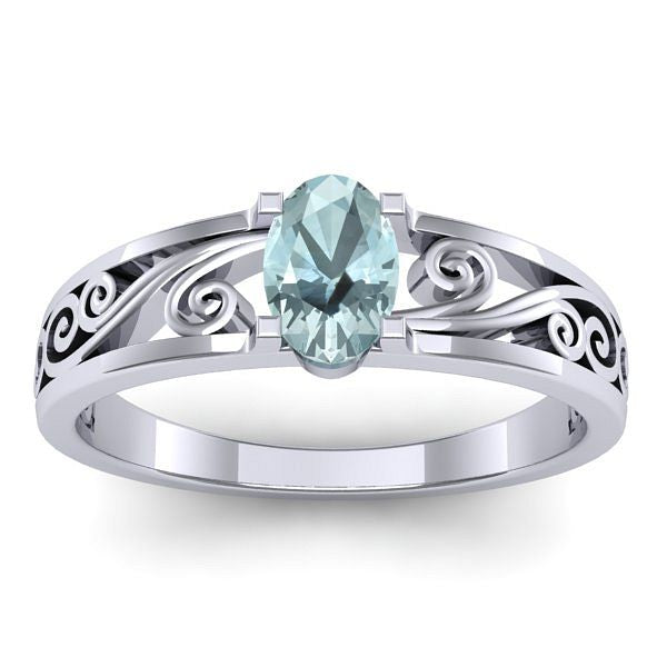 Inel logodna cu aquamarin oval