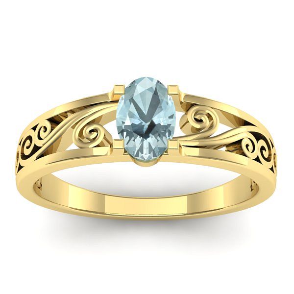 Inel logodna cu aquamarin oval
