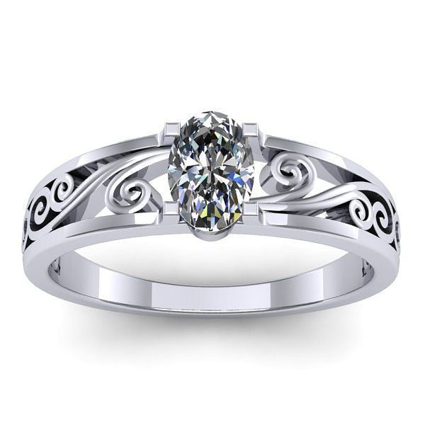 Inel de logodna cu safir alb oval