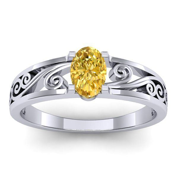 Inel cu safir galben oval
