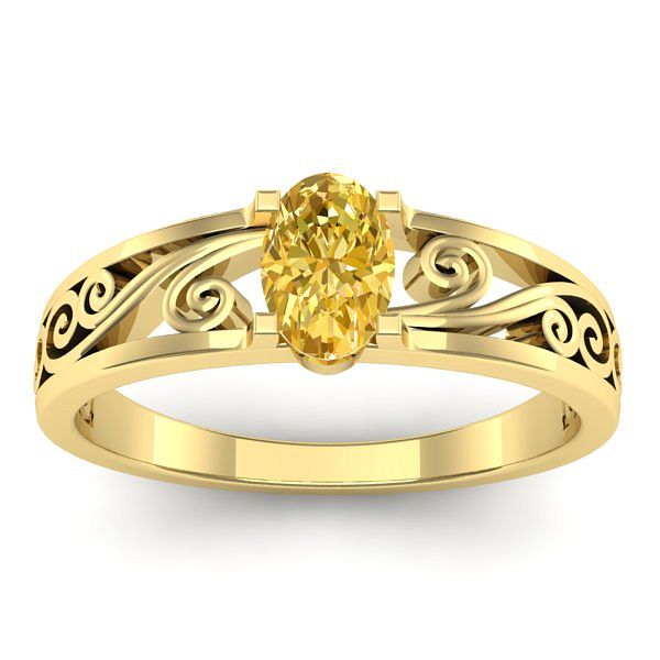 Inel logodna cu safir galben oval