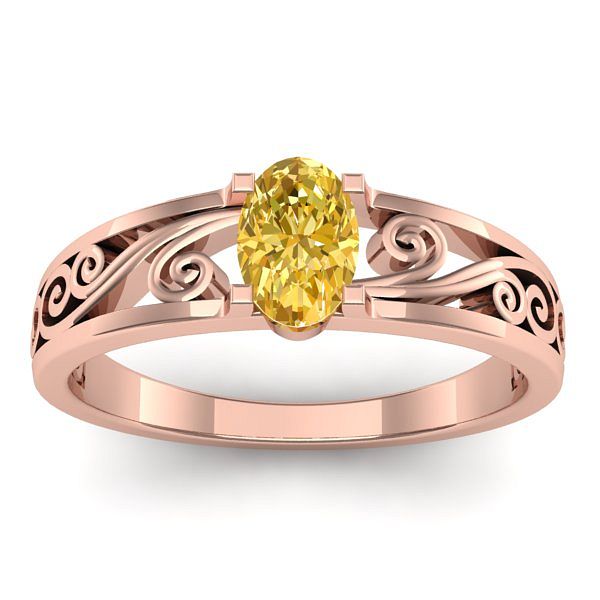 Inel cu safir galben oval