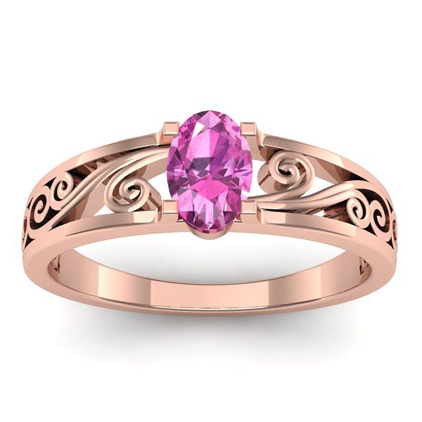 Inel cu safir roz oval