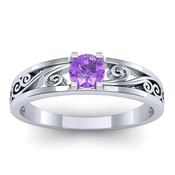 Inel de logodna cu ametist rotund