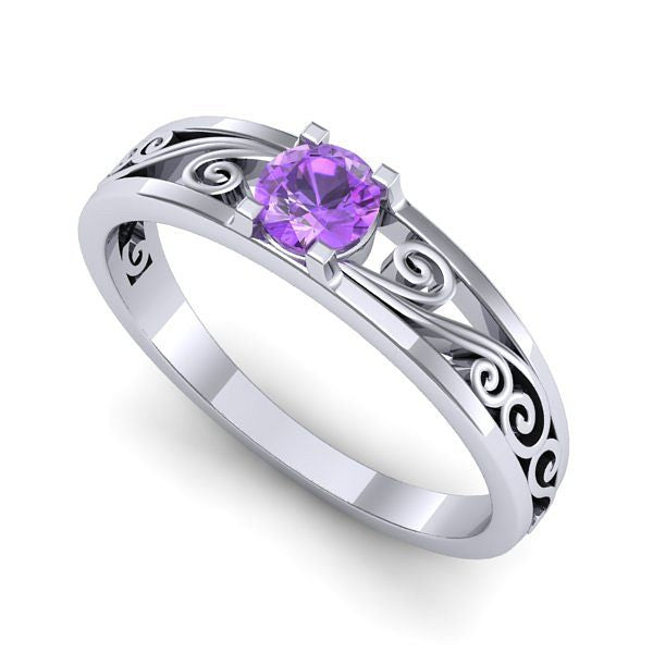 Inel din aur alb cu ametist