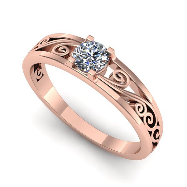 Inel logodna din aur roz cu diamant