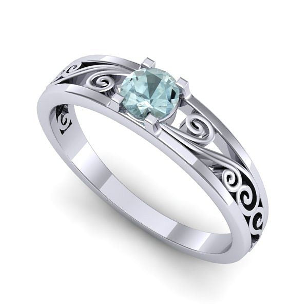 Inel din aur alb cu aquamarin