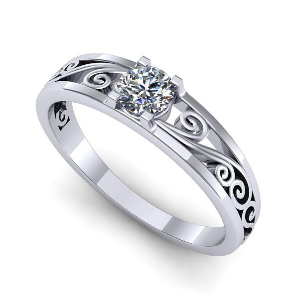 Inel de logodna din aur alb cu safir alb