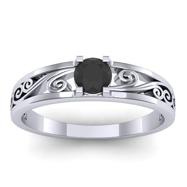 Inel logodna cu diamant negru rotund