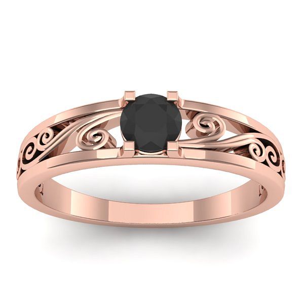 Inel de logodna cu diamant negru rotund