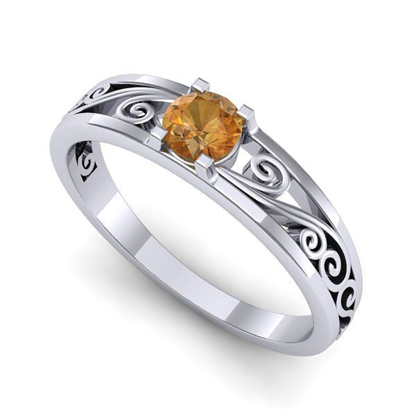 Inel din aur alb cu citrin