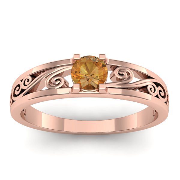 Inel logodna cu citrin rotund