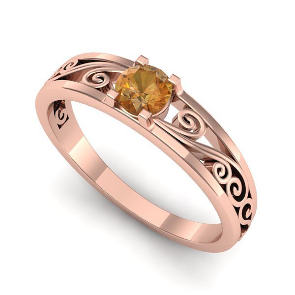 Inel din aur roz cu citrin