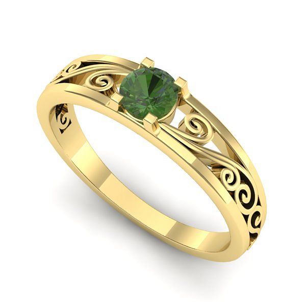 Inel din aur galben cu peridot