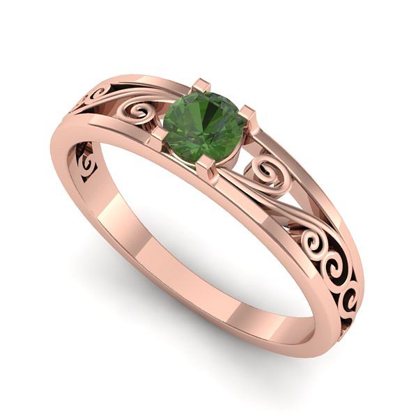 Inel din aur roz cu peridot