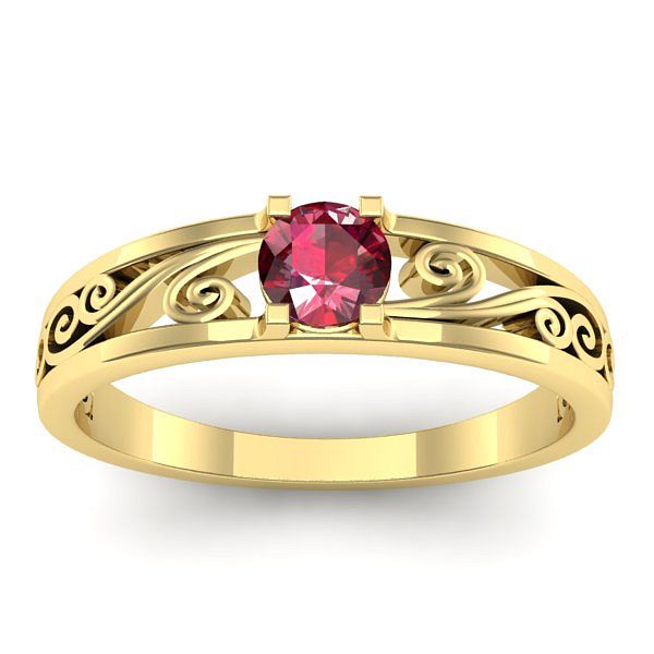 Inel logodna cu rubin rotund