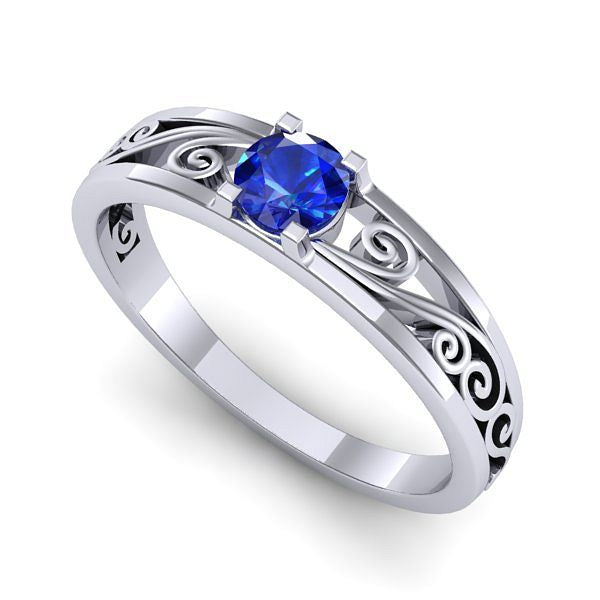 Inel din aur alb cu safir