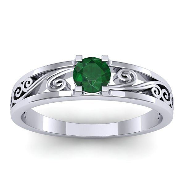 Inel de logodna cu smarald rotund
