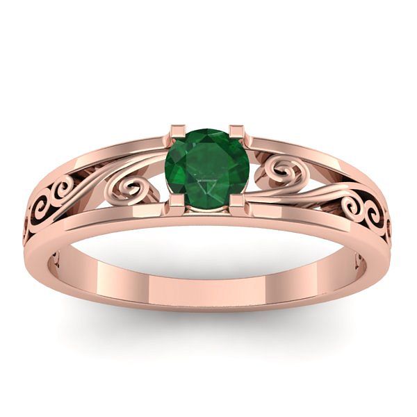 Inel de logodna cu smarald rotund