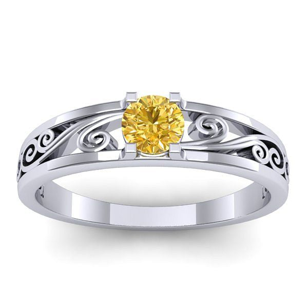 Inel logodna cu safir galben rotund