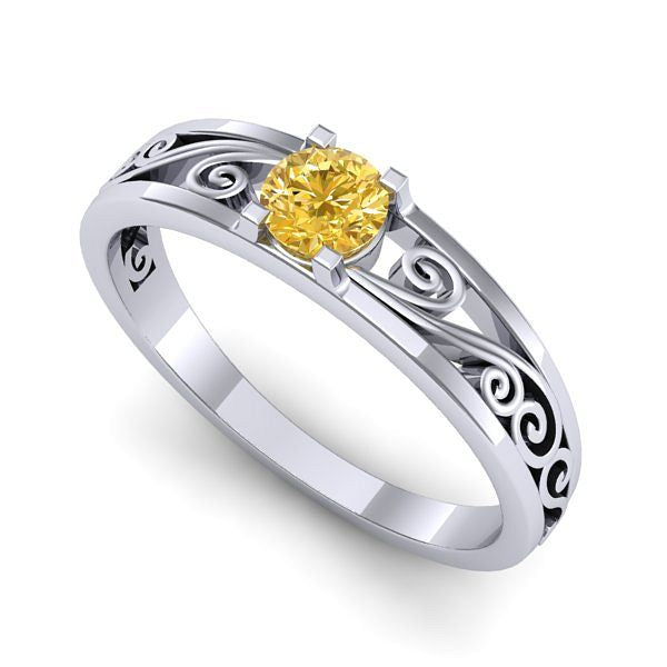 Inel din aur alb cu safir galben