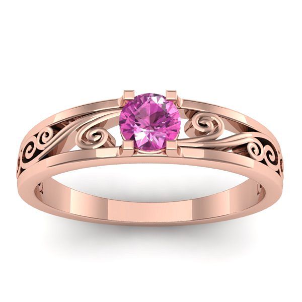 Inel cu safir roz rotund