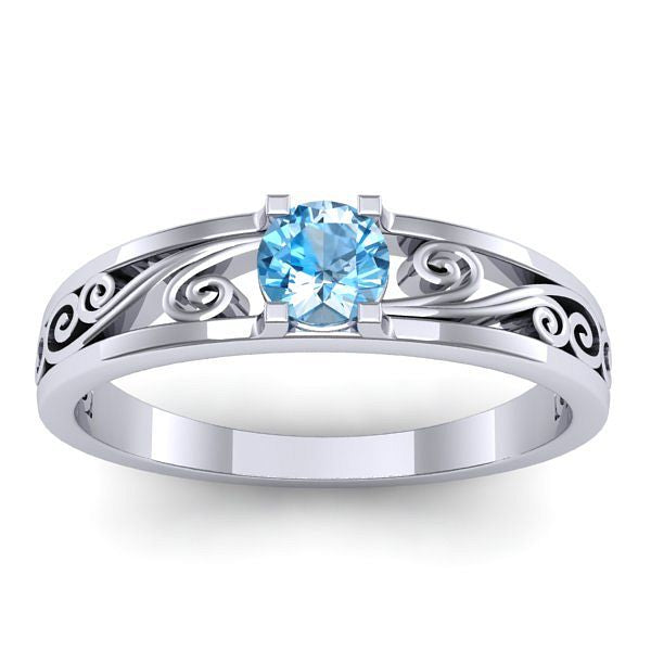 Inel cu topaz blue rotund