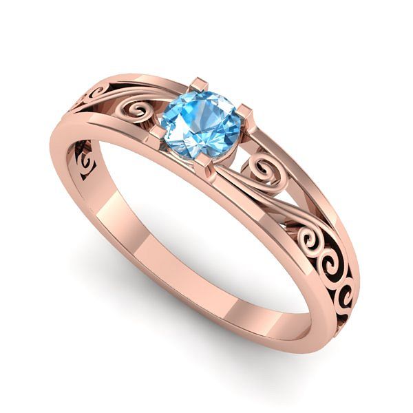 Inel din aur roz cu topaz blue