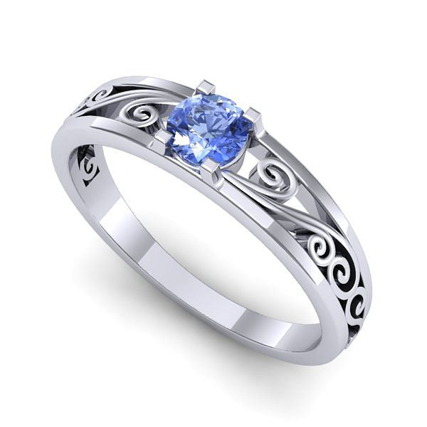 Inel din aur alb cu tanzanit