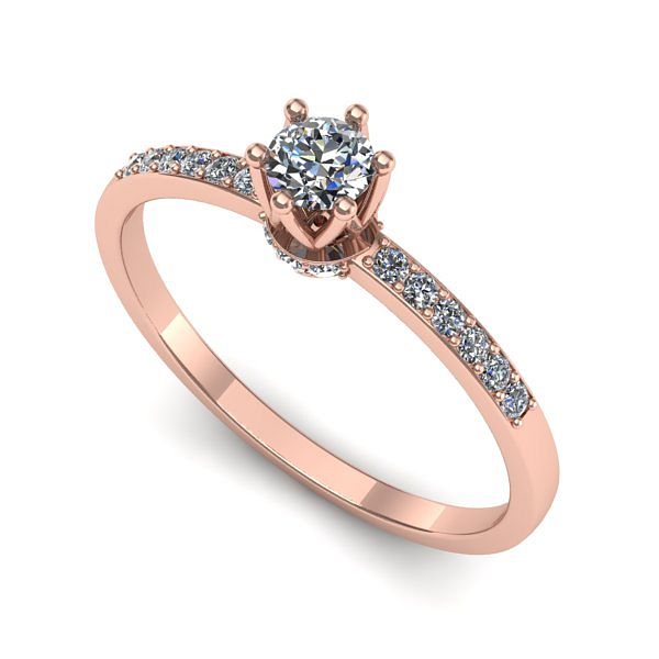 Inel din aur roz cu diamant