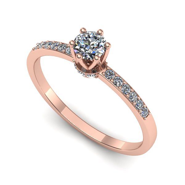 Inel logodna din aur roz cu diamant