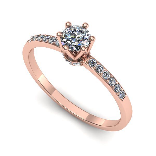 Inel din aur roz cu diamant