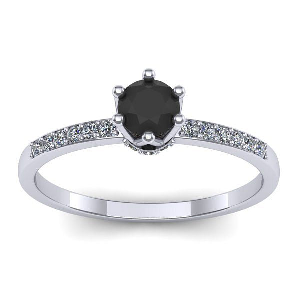 Inel cu diamant negru rotund